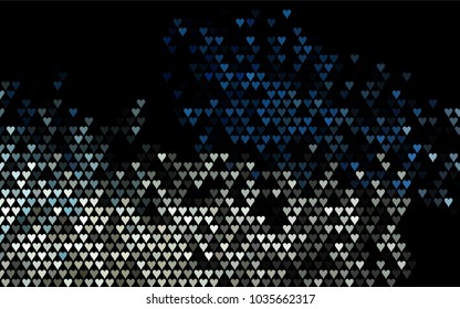 Dark BLUE vector abstract lovely pattern with Hearts on white background. Happy Valentine's Day Greeting Card with small hearts. Stock template for your romantic ad, leaflet, banner.