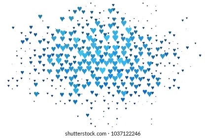 Dark BLUE vector abstract lovely pattern with Hearts on white background. Happy Valentine's Day Greeting Card with small hearts. Stock template for your romantic ad, leaflet, banner.