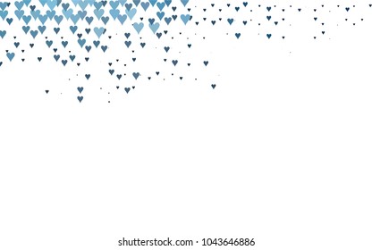 Dark BLUE vector abstract lovely pattern with Hearts on white background. Happy Valentine's Day Greeting Card with small hearts. Stock template for your romantic ad, leaflet, banner.