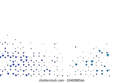 Dark BLUE vector abstract lovely pattern with Hearts on white background. Happy Valentine's Day Greeting Card with small hearts. Stock template for your romantic ad, leaflet, banner.