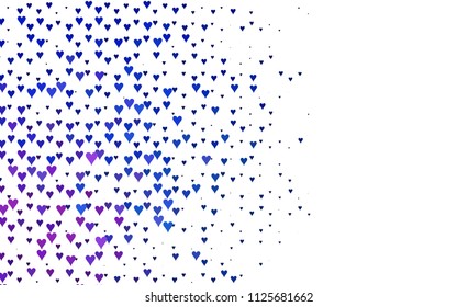 Dark BLUE vector abstract lovely pattern with Hearts on white background. Happy Valentine's Day Greeting Card with small hearts. Stock template for your romantic ad, leaflet, banner.