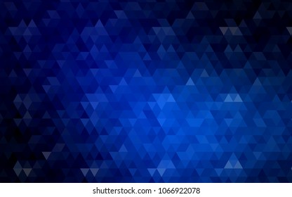 Dark BLUE vector abstract mosaic background. Geometric illustration in Origami style with gradient.  Triangular pattern for your business design.