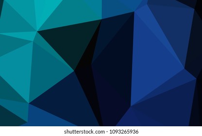 Dark BLUE vector abstract mosaic backdrop. Triangular geometric sample with gradient.  The template for cell phone's backgrounds.