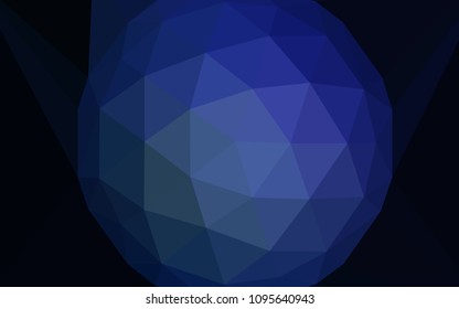 Dark BLUE vector abstract mosaic backdrop with a diamond. Illustration in Origami style with gradient.  Polygonal design for your web site.