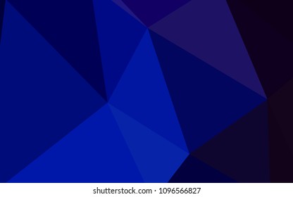 Dark BLUE vector abstract mosaic backdrop. Polygonal abstract illustration with gradient. Completely new template for your banner.