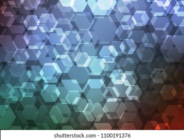 Dark BLUE vector abstract mosaic template. hexagonal geometric sample with gradient.  The best hexagonal design for your business.