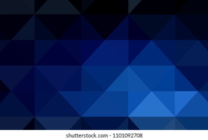 Dark BLUE vector abstract mosaic backdrop. Glitter abstract illustration with an elegant triangles. Polygonal design for your web site.