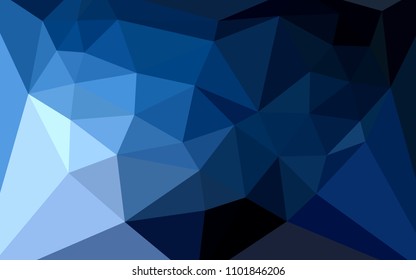 Dark BLUE vector abstract mosaic background with a heart in a centre. Polygonal illustration, which consists of triangles. Completely new template for your banner.