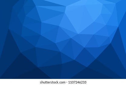 Dark BLUE vector abstract mosaic background with a heart in a centre. Colorful illustration in a polygonal style. Best triangular design for your business.