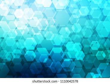 Dark BLUE vector abstract mosaic background. Shining illustration, which consist of hexagons. The best hexagonal design for your business.