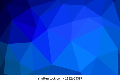 Dark BLUE vector abstract mosaic backdrop. Triangular geometric sample with gradient.  New template for your brand book.