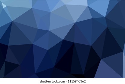 Dark BLUE vector abstract mosaic background. Triangular geometric sample with gradient.  The polygonal design can be used for your web site.