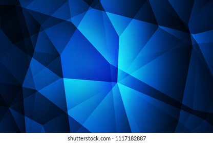 Dunkelblauer, abstrakter Mosaikhintergrund. Kreative Illustration im Halbtonstil mit Dreiecken. Vorlage für Handy-Hintergründe.