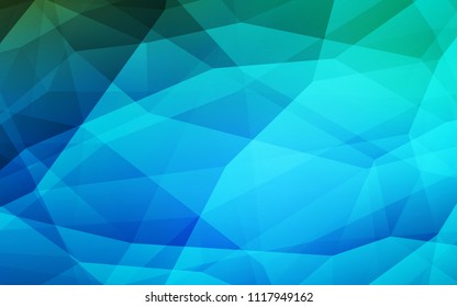 Dark BLUE vector abstract mosaic backdrop. Colorful illustration in polygonal style with gradient. Best triangular design for your business.