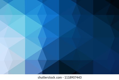 Dark BLUE vector abstract mosaic backdrop. Geometric illustration in Origami style with gradient.  New template for your brand book.