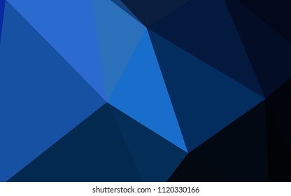 Dark BLUE vector abstract mosaic backdrop. Polygonal abstract illustration with gradient. Best triangular design for your business.