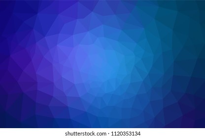 Dark BLUE vector abstract mosaic backdrop. Shining colorful illustration with triangles. Polygonal design for your web site.