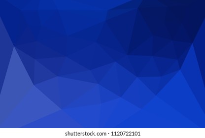 Dark BLUE vector abstract mosaic pattern with a heart in a centre. Illustration in abstract style with triangles. Completely new template for your banner.