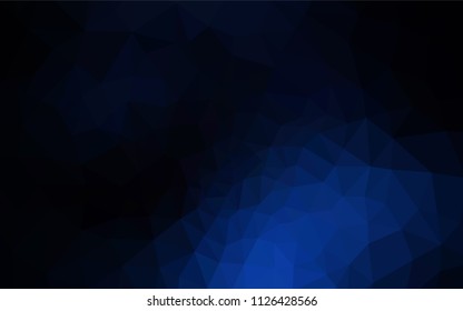 Dark BLUE vector abstract mosaic background. Shining polygonal illustration, which consist of triangles. Triangular pattern for your design.