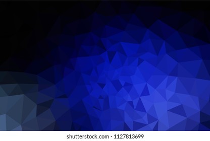 Dark BLUE vector abstract mosaic backdrop. A completely new color illustration in a polygonal style. Textured pattern for your backgrounds.