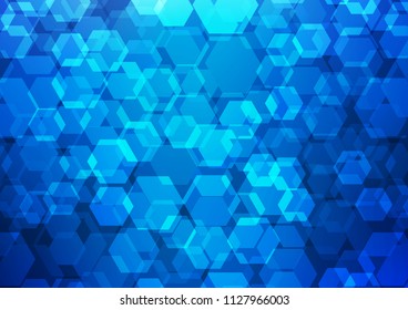Dark BLUE vector abstract mosaic background. Shining illustration, which consist of hexagons. Brand new style for your business design.