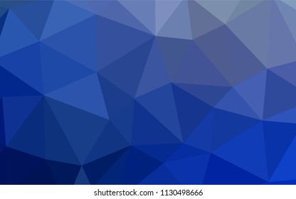 Dark BLUE vector abstract mosaic pattern. Glitter abstract illustration with an elegant triangles. Best triangular design for your business.