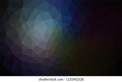 Dark BLUE vector abstract mosaic background. Triangular geometric sample with gradient.  Completely new template for your banner.