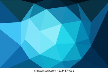 Dark BLUE vector abstract mosaic backdrop. Triangular geometric sample with gradient.  Template for cell phone's backgrounds.