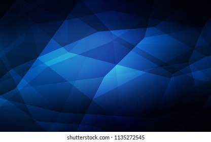 Dark BLUE vector abstract mosaic pattern. Triangular geometric sample with gradient.  A completely new design for your leaflet.