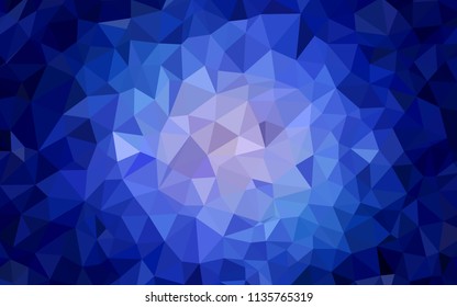 Dark BLUE vector abstract mosaic backdrop. Geometric illustration in Origami style with gradient.  Template for cell phone's backgrounds.