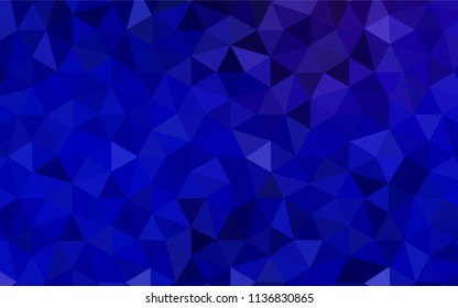 Dark BLUE vector abstract mosaic pattern. Triangular geometric sample with gradient.  Polygonal design for your web site.