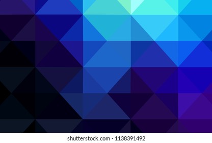Dark BLUE vector abstract mosaic background. Triangular geometric sample with gradient.  Pattern for a brand book's backdrop.