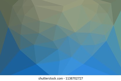 Dark BLUE vector abstract mosaic pattern with a heart in a centre. Illustration in halftone style with triangles. Polygonal design for your web site.