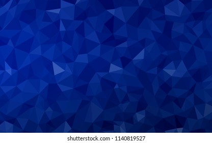 Dark BLUE vector abstract mosaic background. Triangular geometric sample with gradient.  A completely new design for your leaflet.