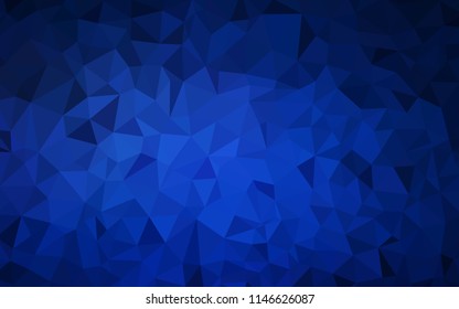 Dark BLUE vector abstract mosaic background. Glitter abstract illustration with an elegant triangles. Best triangular design for your business.