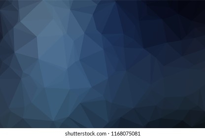 Dark BLUE vector abstract mosaic pattern. Triangular geometric sample with gradient.  The template can be used as a background for cell phones.