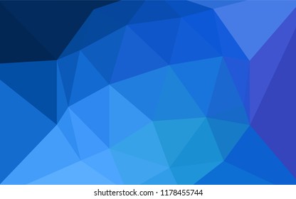 Dark BLUE vector abstract mosaic backdrop. Triangular geometric sample with gradient.  Template for cell phone's backgrounds.