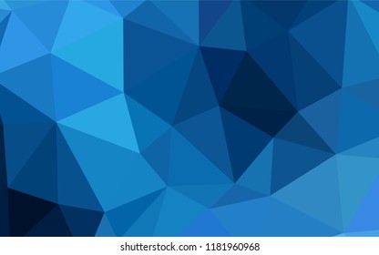 Dark BLUE vector abstract mosaic backdrop. Geometric illustration in Origami style with gradient.  Completely new template for your banner.