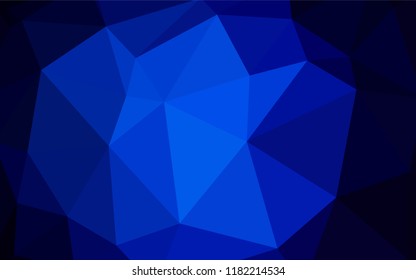 Dark BLUE vector abstract mosaic background. Triangular geometric sample with gradient.  A new texture for your web site.