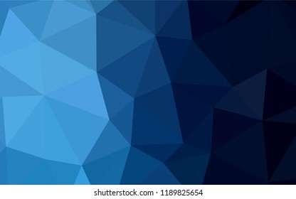 Dark BLUE vector abstract mosaic pattern. A sample with polygonal shapes. Triangular pattern for your design.