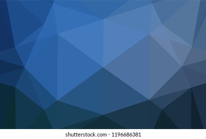 Dark BLUE vector abstract mosaic backdrop. Geometric illustration in Origami style with gradient.  Triangular pattern for your business design.