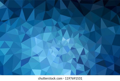 Dark BLUE vector abstract mosaic pattern. Geometric illustration in Origami style with gradient.  Triangular pattern for your design.