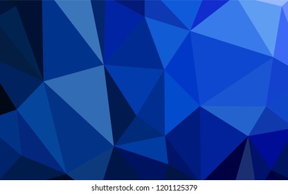 Dark BLUE vector abstract mosaic pattern. Geometric illustration in Origami style with gradient.  Triangular pattern for your design.
