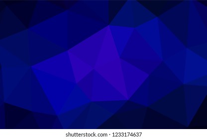 Dark BLUE vector abstract mosaic backdrop. Shining polygonal illustration, which consist of triangles. Triangular pattern for your design.