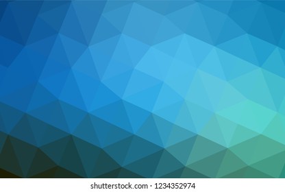 Dark BLUE vector abstract mosaic backdrop. Triangular geometric sample with gradient.  That new template can be used for your brand book.