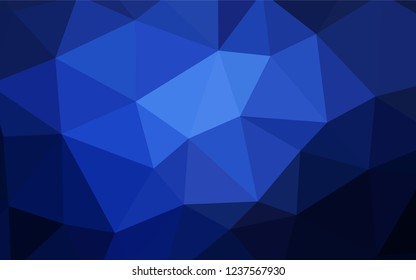 Dark BLUE vector abstract mosaic background. Shining polygonal illustration, which consist of triangles. Textured pattern for your backgrounds.