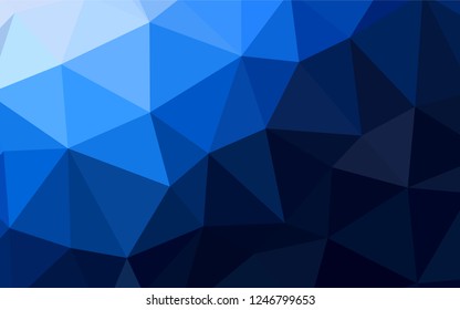 Dark BLUE vector abstract mosaic backdrop. Polygonal abstract illustration with gradient. Pattern for a brand book's backdrop.