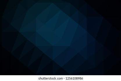 Dark BLUE vector abstract mosaic background. Colorful illustration in Origami style with gradient.  Triangular pattern for your business design.