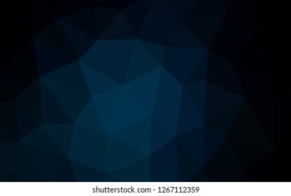 Dark BLUE vector abstract mosaic backdrop. Geometric illustration in Origami style with gradient.  Textured pattern for your backgrounds.