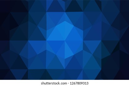 Dark BLUE vector abstract mosaic background. Shining polygonal illustration, which consist of triangles. A completely new design for your leaflet.